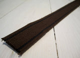 Cotton band brown with two black stripes, 28mm-Floby Överskottslager