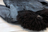 Rock / kappa i svart skinn med pälskrage-Floby Överskottslager